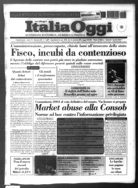 Italia oggi : quotidiano di economia finanza e politica